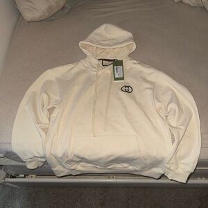 Gucci Cream/Off-White Logo Hoodie Windbreaker